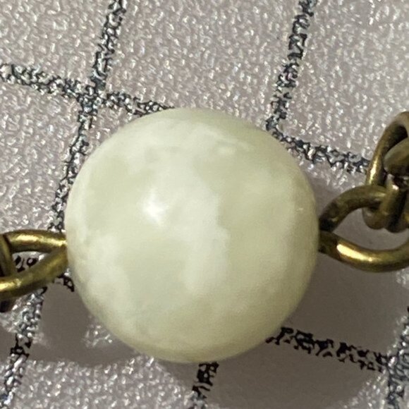 Genuine Serpentine Necklace, Pale Green Gemstone Bronze Chain Layering Necklace - Picture 9 of 9